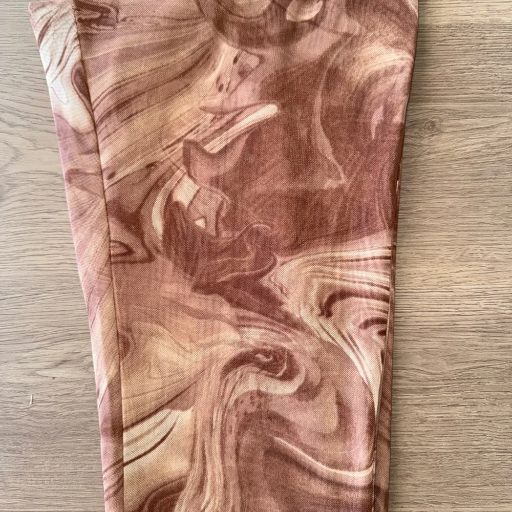 Naked Wardrobe Women’s Mesh Brown Leggings with Artistic Swirl Design-Sz Large - Picture 5 of 10